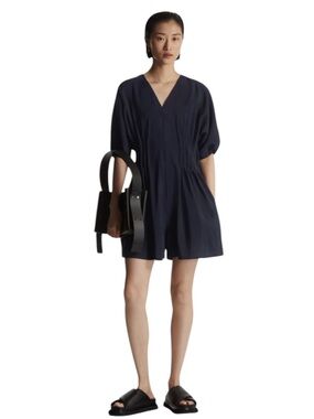 COS Navy V Neck Pleated Romper/Jumpsuit in Sz 6